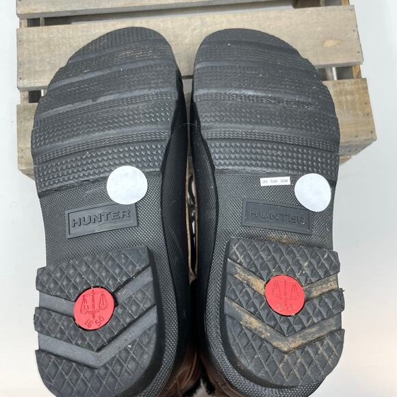 Hunter Lace Up Shearling Lined Duck Boots In Brown Size 9 - Picture 8 of 9